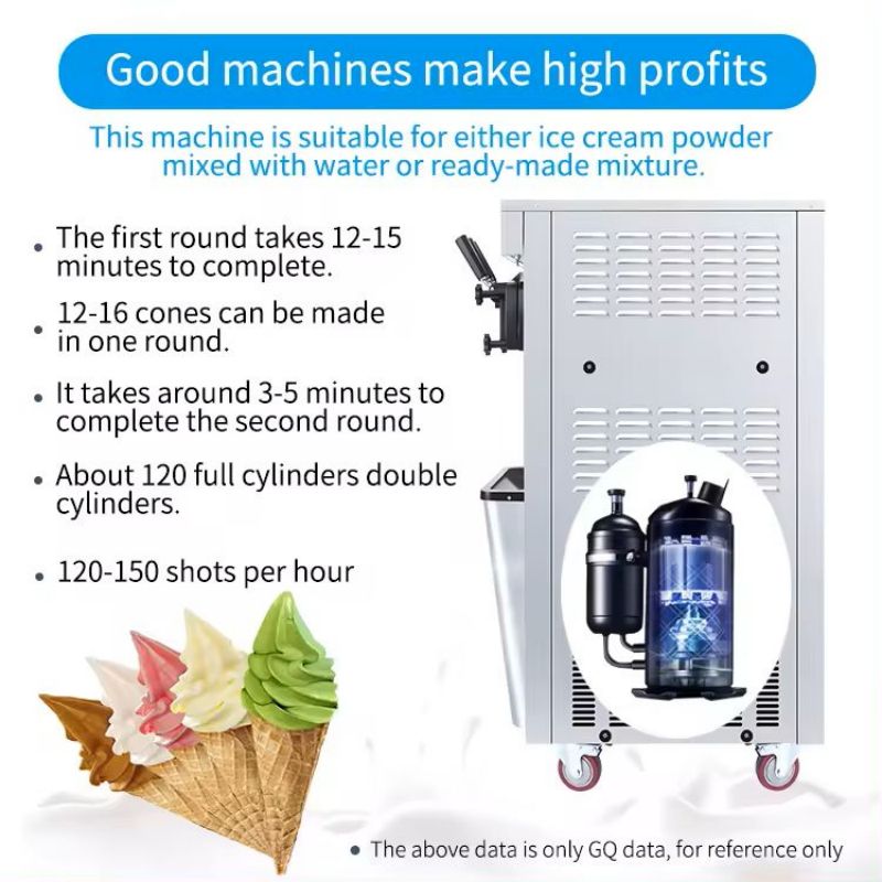 MK-618DB 18-22L per hour three flavor floor standing with air pump air adjustable function soft ice cream machine CFR BY SEA