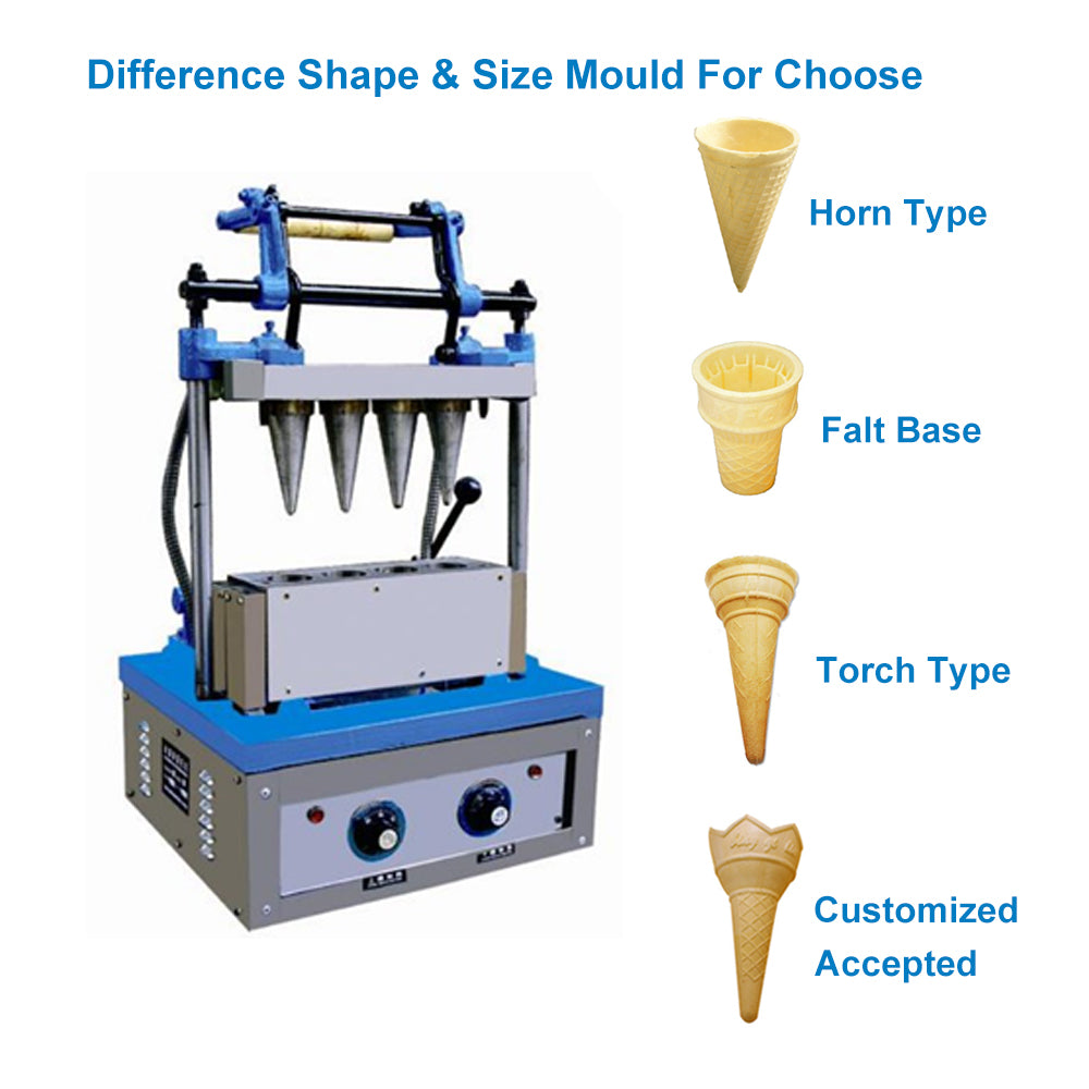 DST-4 Four heads Ice cream cone maker icecream cones forming making baking machine four heads Beverage Shop CFR BY SEA