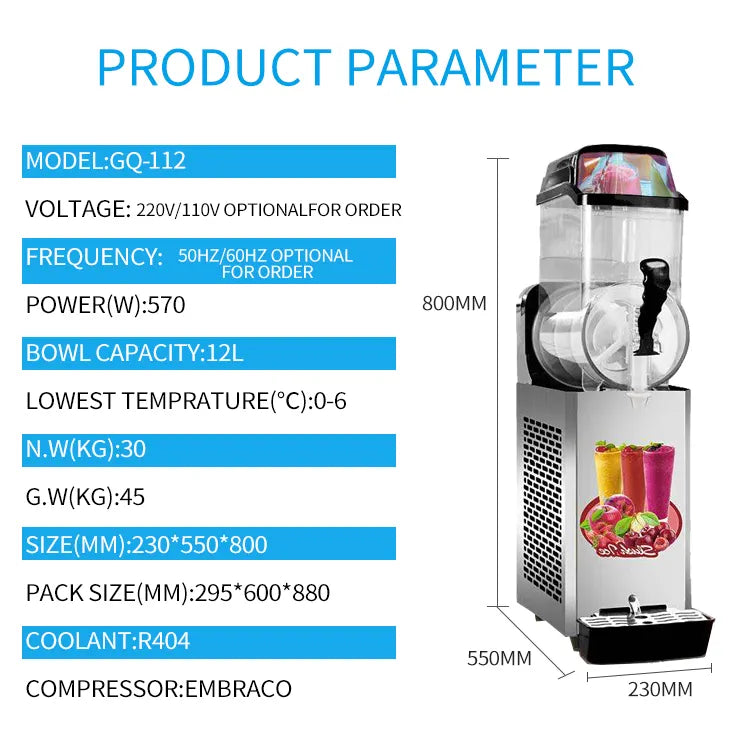 MK-SM112 Commercial Single Tank Frozen Drink Slush Making Machine Miken Factory Catering Machine Kitchen Equipmen CFR BY SEA