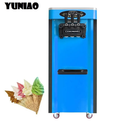 MK-25C YUNIAO Blue Color  3 flavors commercial soft ice cream machine stainless commercial refrigerator CFR BY SEA