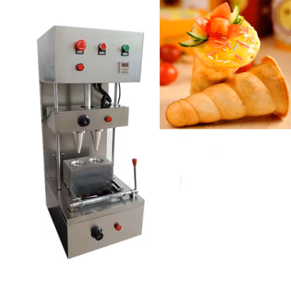 2 Heads Conch Shape Pizza Mould Cones Production Line Snack Pizza Cone Making Machine CFR BY SEA