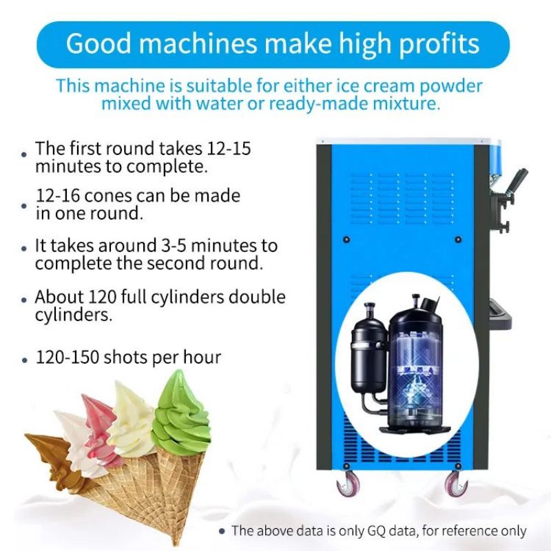 MK-25C YUNIAO Blue Color  3 flavors commercial soft ice cream machine stainless commercial refrigerator CFR BY SEA