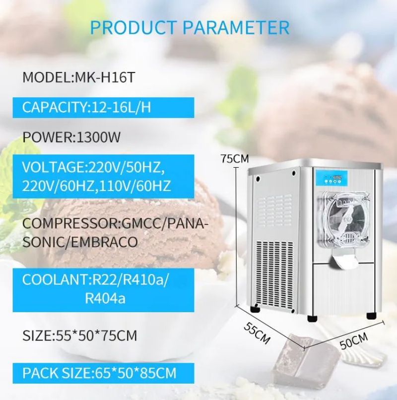 GQ-H16T Table Top 16L/H Hard Ice Cream Making Machine Commercial Ice Cream Maker Ice Cream Table Freezer CFR BY SEA