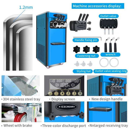 MK-25C YUNIAO Blue Color  3 flavors commercial soft ice cream machine stainless commercial refrigerator CFR BY SEA