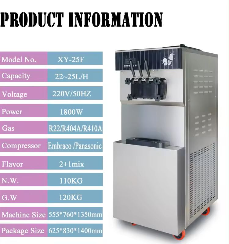 XY-25F 22-25L/H Machine a creme glacee commerciale de bureau 3 saveurs with CE certificate maquina de helado CFR BY SEA